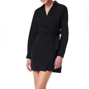 SPANX Black Poplin Wrap Dress
